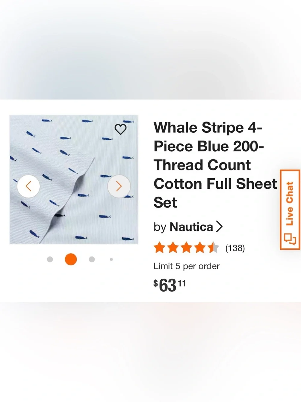 Nautica Blue Whale Stripe Cotton Sheet Set